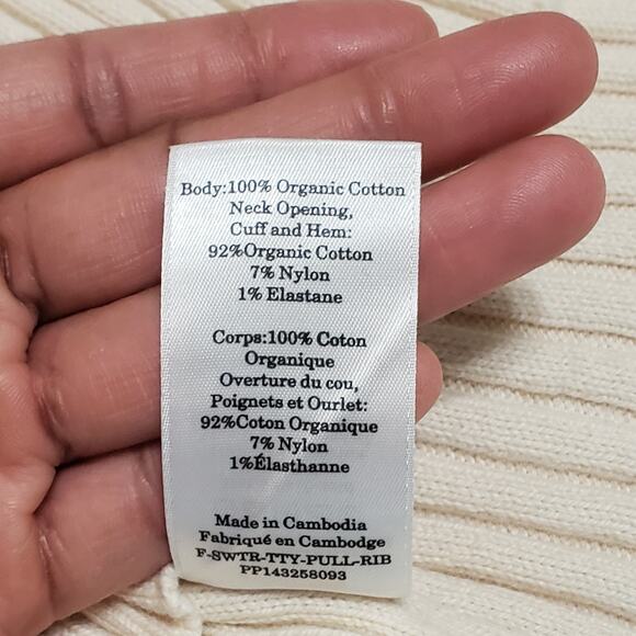 Everlane The Cotton Rib Crew Sweater Organic Ivory Cream Sz L Minimalist Neutral - Picture 7 of 12